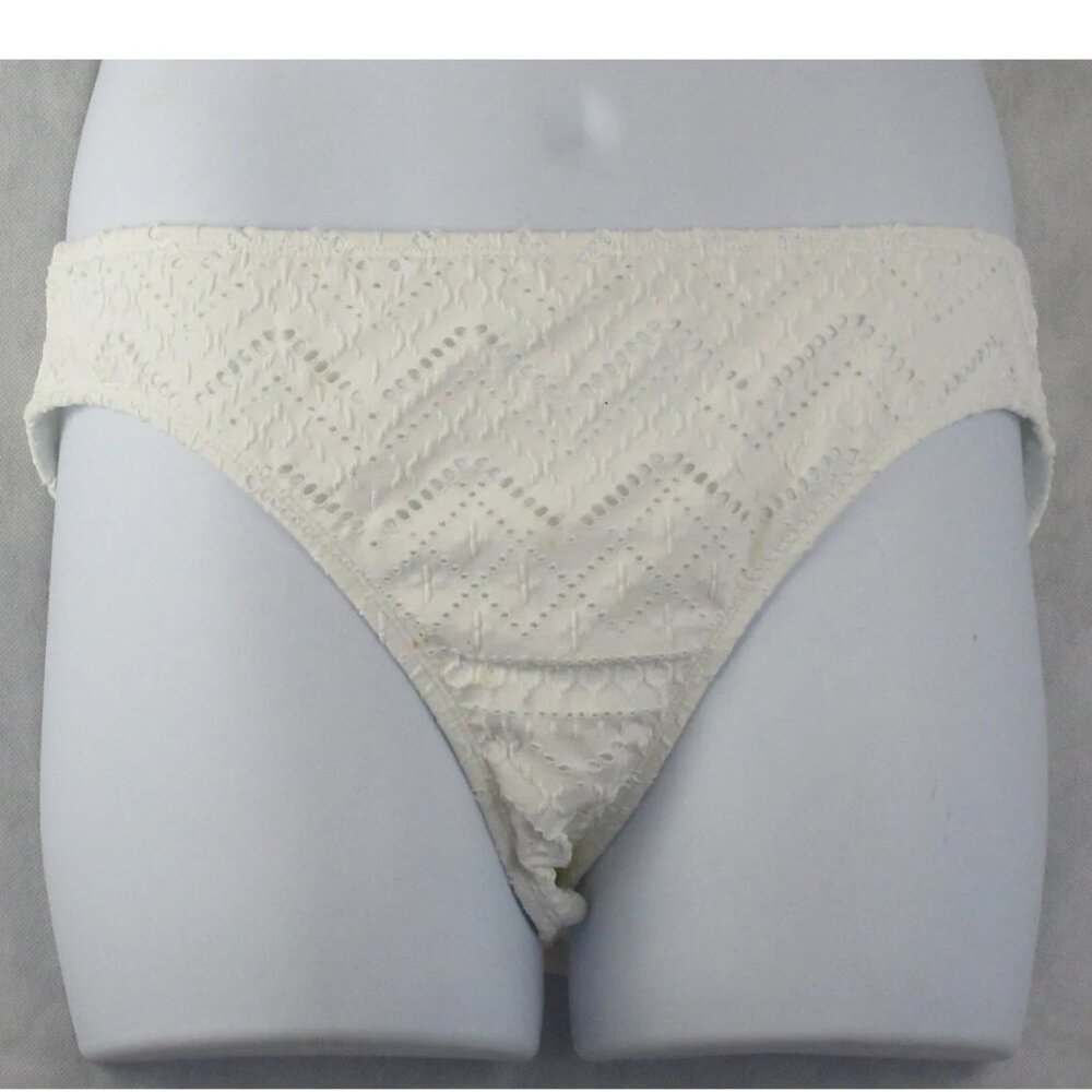 NWT La Blanca Women's Textured Hipster Bikini Bottom Swimsuit, White, Size 16